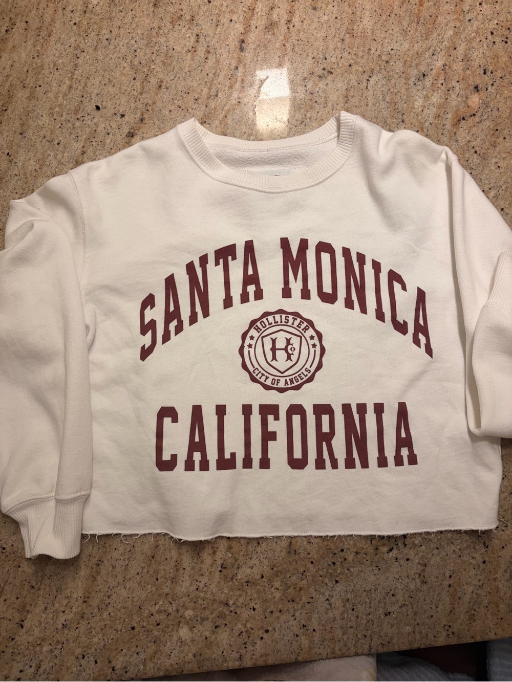 Hollister White & Maroon 'Santa Monica California' Sweatshirt